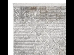 Alfombra rectangular gris con motivos beige y grises - VERONA