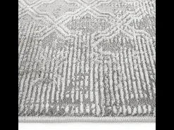 Alfombra rectangular gris con motivos beige y grises - VERONA