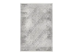 Alfombra rectangular gris con motivos beige y grises - VERONA