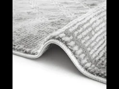 Alfombra rectangular gris con motivos beige y grises - VERONA