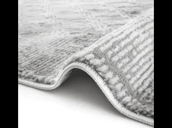 Alfombra rectangular gris con motivos beige y grises - VERONA