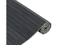 Alfombra rectangular gris 70x200 cm bambú