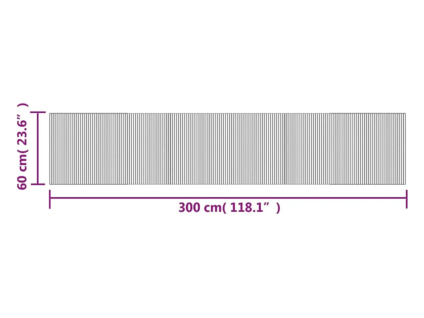 Alfombra rectangular marrón 60x300 cm bambú