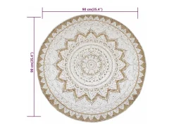 Alfombra redonda 90 cm yute trenzado estampado