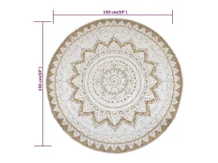 Alfombra redonda 150 cm yute trenzado estampado