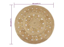 Alfombra redonda 120 cm yute trenzado con diseño