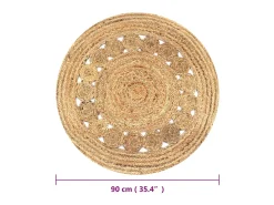 Alfombra redonda con diseño yute trenzado 90 cm ES20726