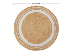 Alfombra redonda de yute y natural con borde blanco D150 cm - Anaïs