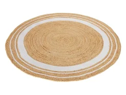 Alfombra redonda de yute y natural con borde blanco D150 cm - Anaïs