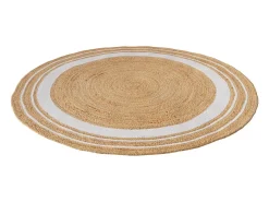 Alfombra redonda de yute y natural con borde blanco D150 cm - Anaïs