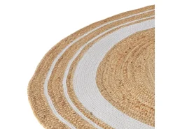 Alfombra redonda de yute y natural con borde blanco D150 cm - Anaïs