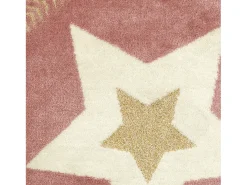 Alfombra Redonda Infantil 80cm Rosa Estrella Lurex Metálico Polipropileno & Poliéster