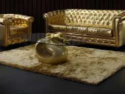Alfombra shaggy de pelo largo - Dorada - 160 x 230 cm - poliéster - GLITTER