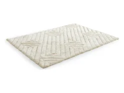 Alfombra shaggy de pelo largo en relieve - 160 x 230 cm - Blanco roto - MAZE