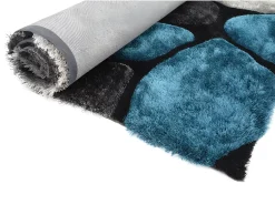 Alfombra shaggy turquesa y gris poliéster 140x200 cm PIETRA