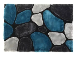 Alfombra shaggy turquesa y gris poliéster 160x230 cm PIETRA
