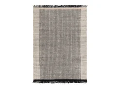 Alfombra tejida a mano, 100% lana - 120x170cm - negro, crema, blanco - Avalon
