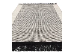 Alfombra tejida a mano, 100% lana - 160x230cm - negro, crema, blanco - Avalon