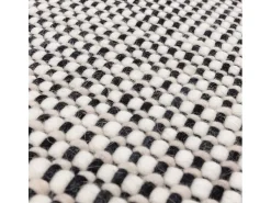 Alfombra tejida a mano, 100% lana - 160x230cm - negro, crema, blanco - Avalon