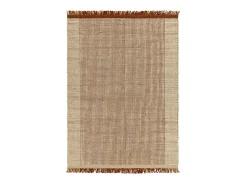 Alfombra tejida a mano, 100% lana - 120x170cm - naranja, crema, blanco - Avalon