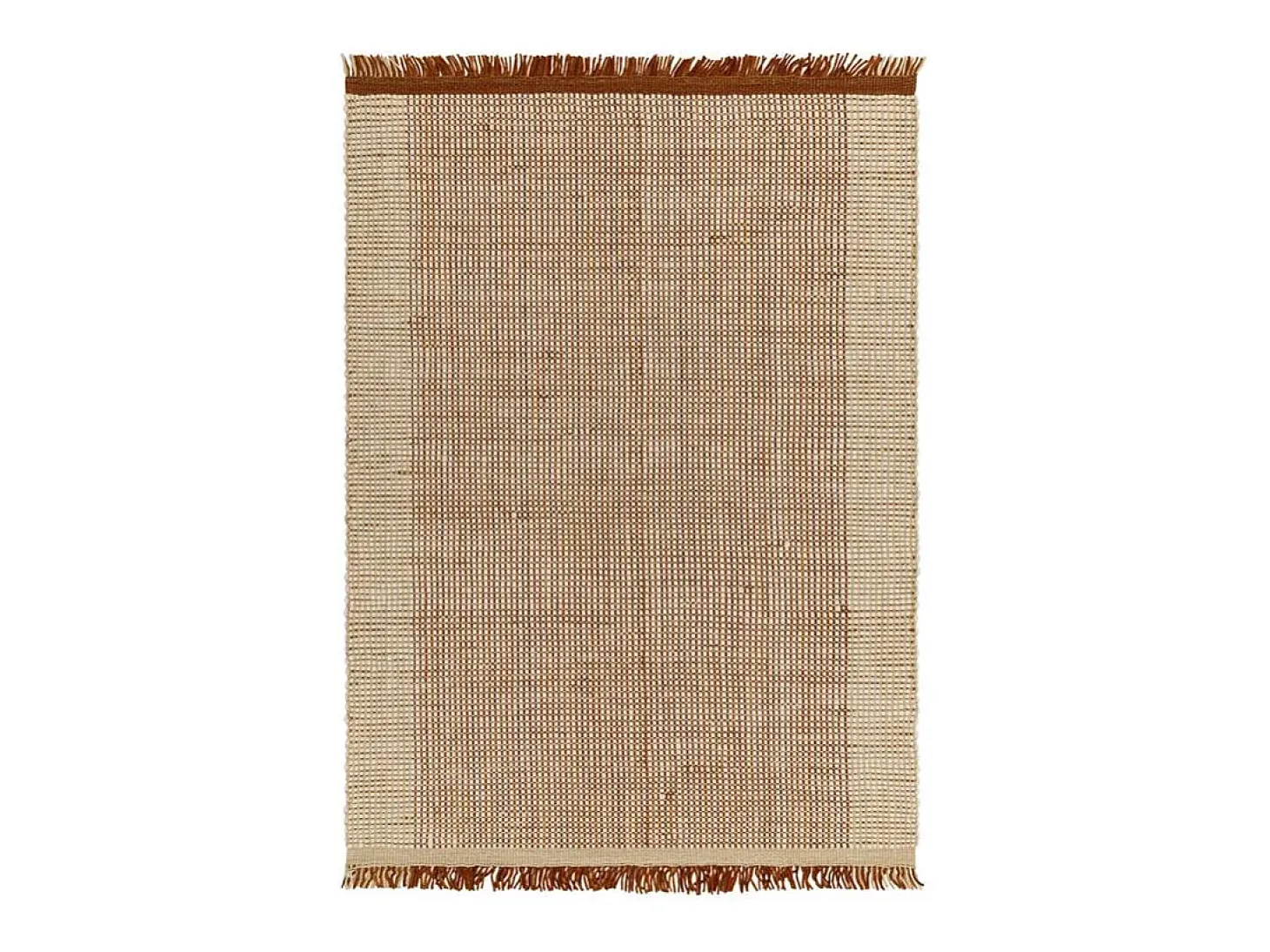 Alfombra tejida a mano, 100% lana - 200x290cm - naranja, crema, blanco - Avalon