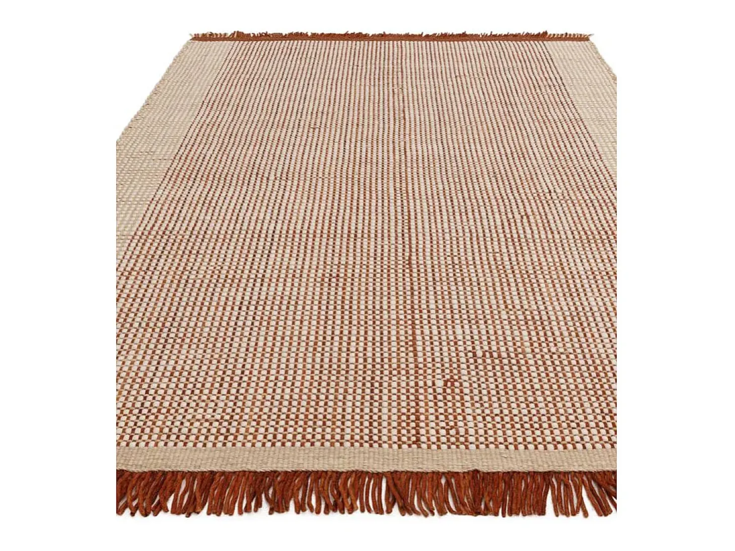 Alfombra tejida a mano, 100% lana - 200x290cm - naranja, crema, blanco - Avalon
