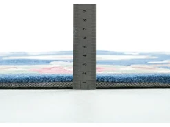 Alfombra tejida a mano con borde en diseño Aubusson 150x150 cm Azul Ming