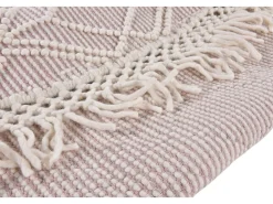 Alfombra tejida a mano con diseño étnico 140x140 cm Rosa Colored Macrame