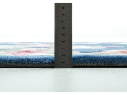 Alfombra tejida a mano con borde en diseño Aubusson 70x600 cm Azul Ming
