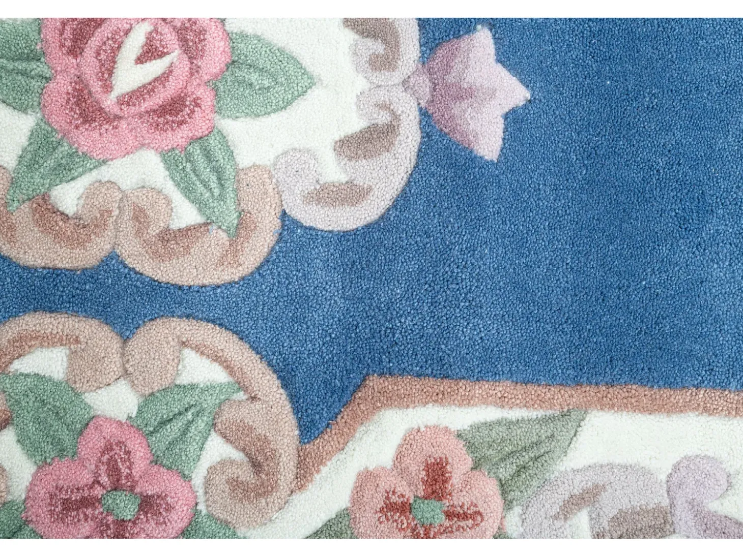 Alfombra tejida a mano con borde en diseño Aubusson 70x600 cm Azul Ming
