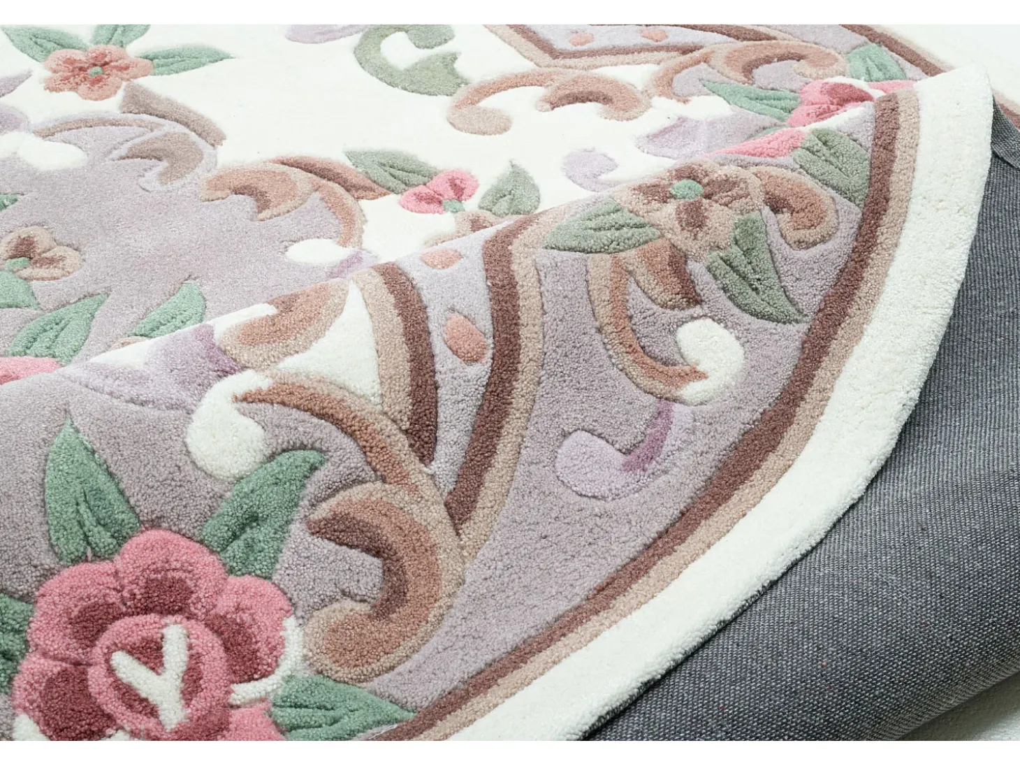Alfombra tejida a mano con borde en diseño Aubusson 120x170 cm Beige Ming