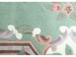 Alfombra tejida a mano con borde en diseño Aubusson 240x340 cm Verde Ming