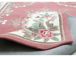 Alfombra tejida a mano con borde en diseño Aubusson 190x290 cm Rosa Ming