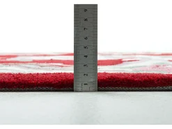 Alfombra tejida a mano con borde en diseño Aubusson 70x140 cm Rojo Ming
