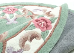 Alfombra tejida a mano con borde en diseño Aubusson 150x150 cm Verde Ming