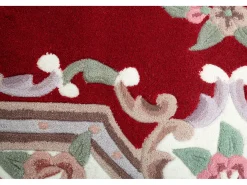 Alfombra tejida a mano con borde en diseño Aubusson 190x290 cm Rojo Ming