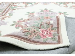 Alfombra tejida a mano con borde en diseño Aubusson 160x230 cm Beige Ming