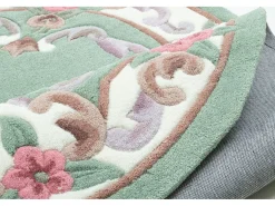 Alfombra tejida a mano con borde en diseño Aubusson 190x290 cm Verde Ming