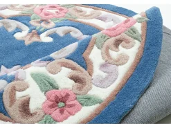 Alfombra tejida a mano con borde en diseño Aubusson 190x290 cm Azul Ming