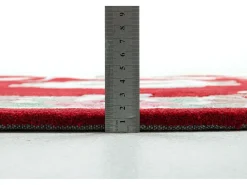 Alfombra tejida a mano con borde en diseño Aubusson 150x150 cm Rojo Ming