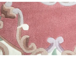 Alfombra tejida a mano con borde en diseño Aubusson 150x150 cm Rosa Ming