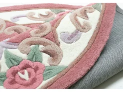 Alfombra tejida a mano con borde en diseño Aubusson 150x150 cm Rosa Ming