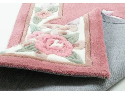 Alfombra tejida a mano con borde en diseño Aubusson 70x600 cm Rosa Ming
