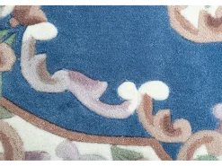 Alfombra tejida a mano con borde en diseño Aubusson 120x170 cm Azul Ming