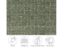 Alfombra UNI a rayas de viscosa y lana 120x120 cm Verde Venus