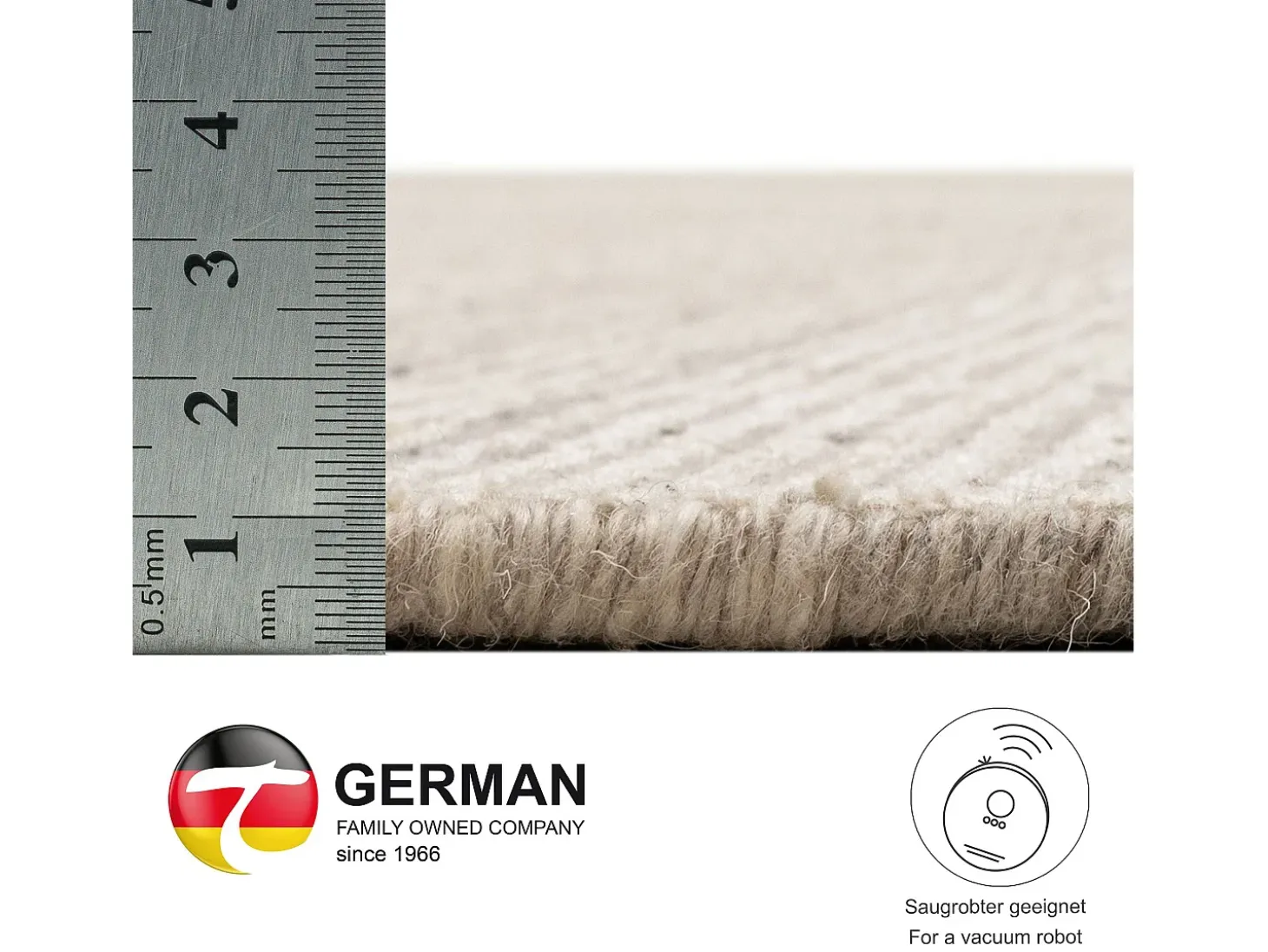 Alfombra UNI a rayas de viscosa y lana 240x340 cm Beige Venus