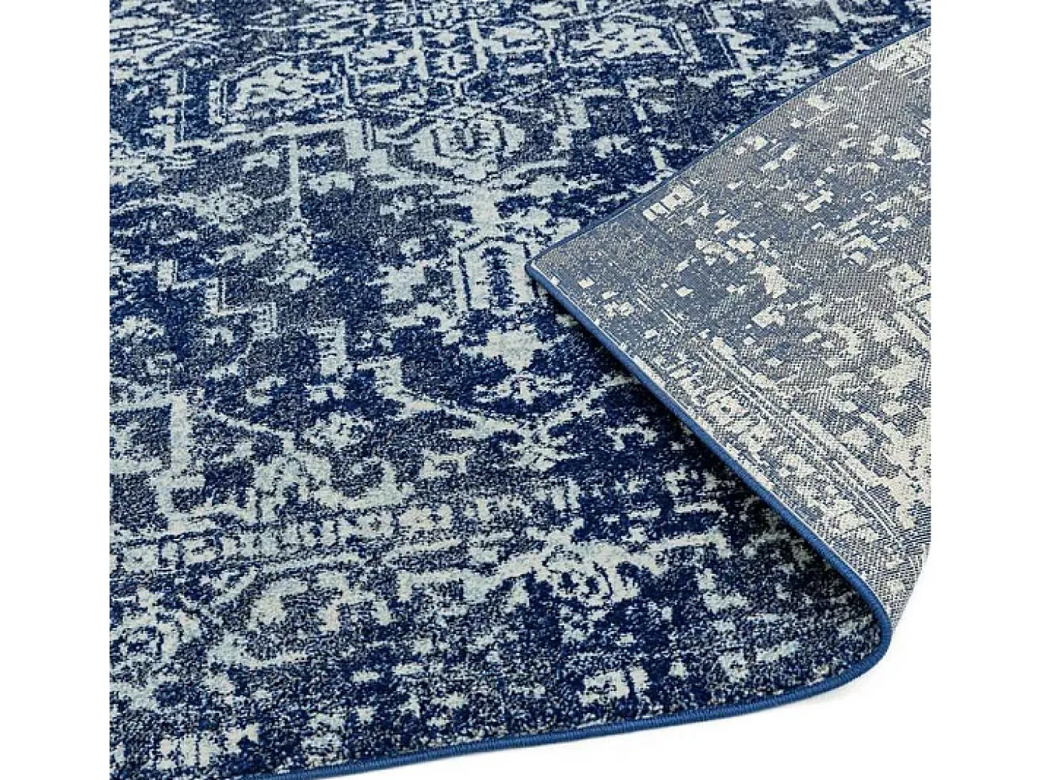 Alfombra vintage - 200x290cm - azul marino, blanco - Nova Antique