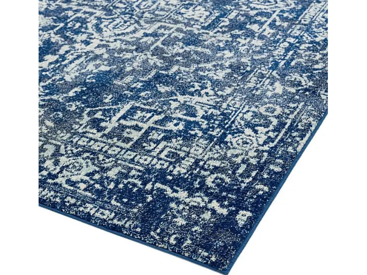 Alfombra vintage - 120x170cm - azul marino, blanco - Nova Antique