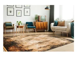 Alfombra 150x80cm, diseño E409E en color dorado - Confort y elegancia para su interior