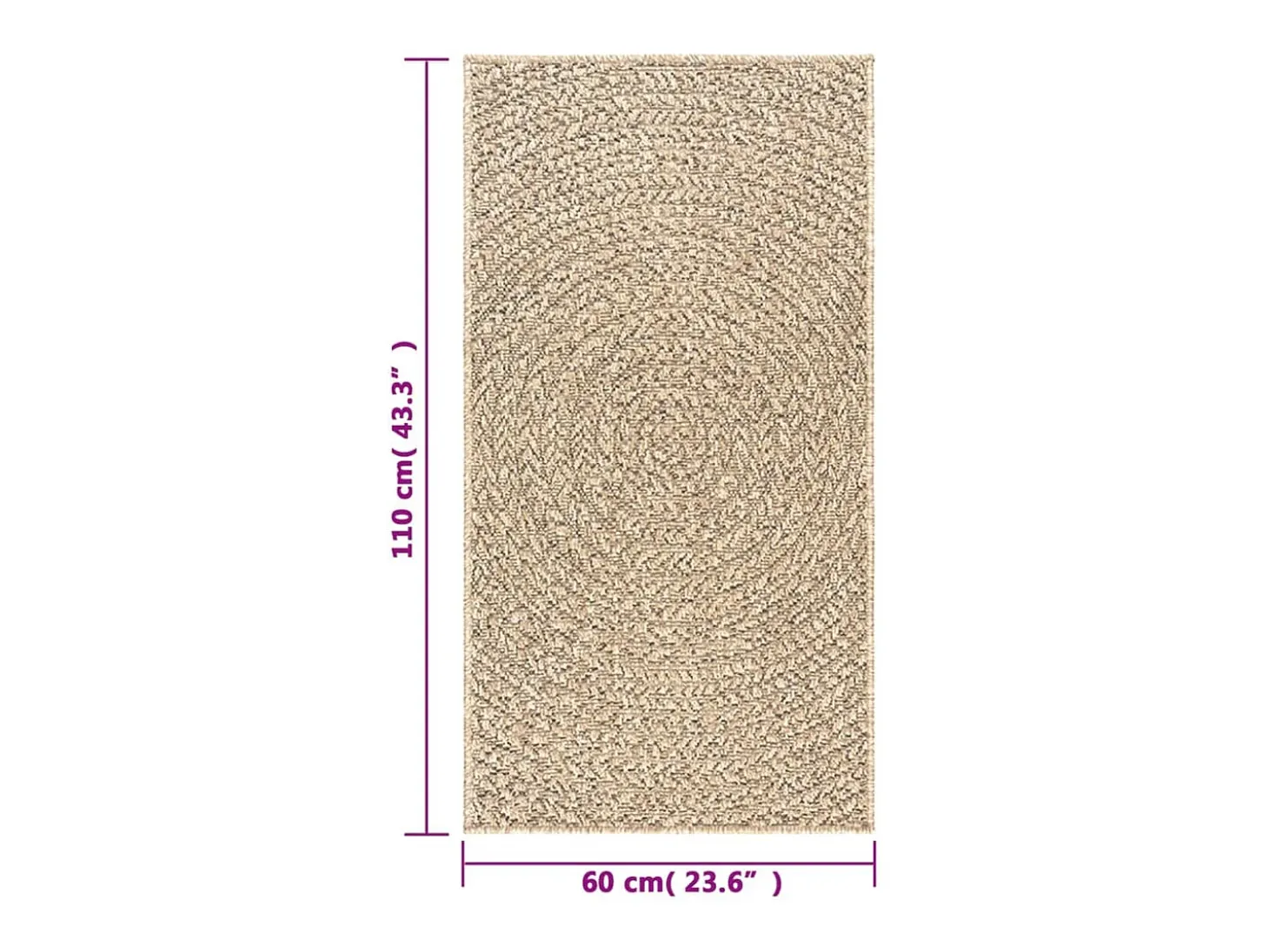 Alfombra ZIZUR apariencia de yute interior y exterior 60x110 cm